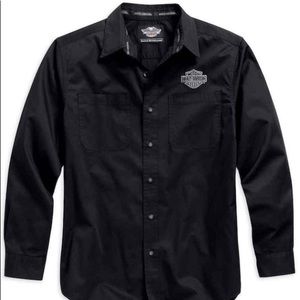 Harley-Davidson Men's Logo Woven Long Sleeve Shirt